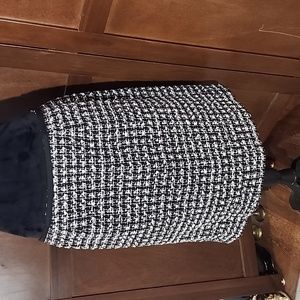 TALBOTS WOMEN Black and White Tweed Classic A-Line Skirt Size 14WP